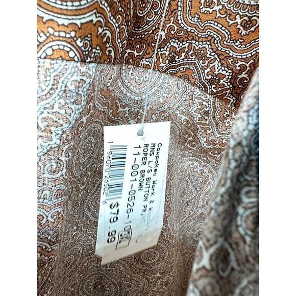 Stetson Shirt Mens Brown Cowspokes Work Roper Brown Button Down Size 3XL NWT - Picture 8 of 8